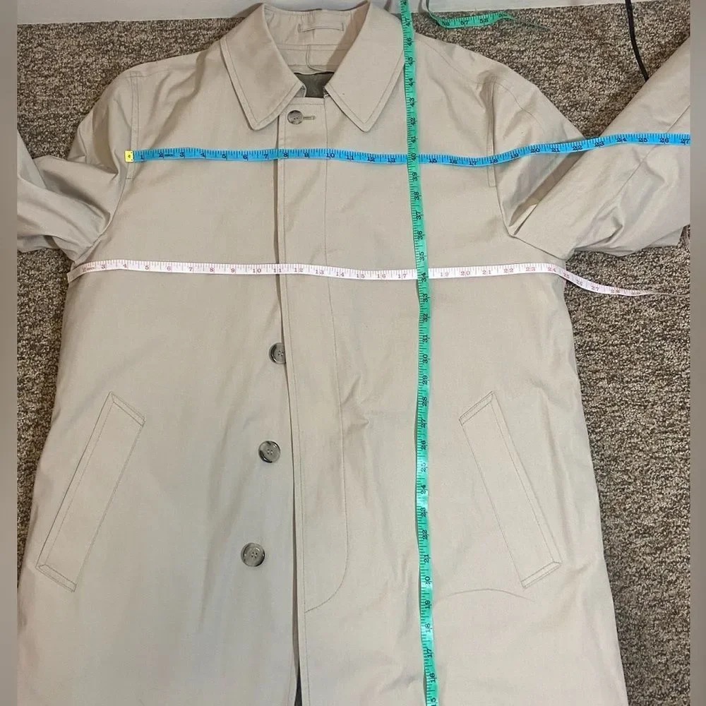 VTG,London Fog Men's Beige Trench Coat Lined Double-Breasted Zip Out Sz, 42 Long